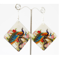 Сережки Хіпі Павич №6 Квадрат