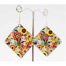 Сережки Хіпі Візерунок №3 Квадрат