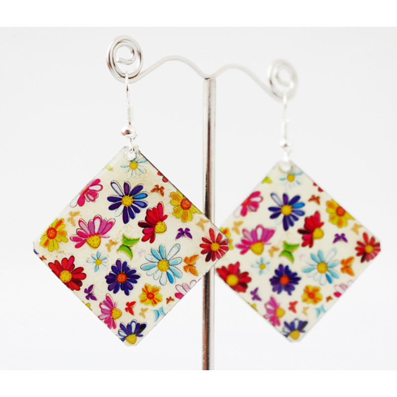 Сережки Хіпі Візерунок №4 Квадрат