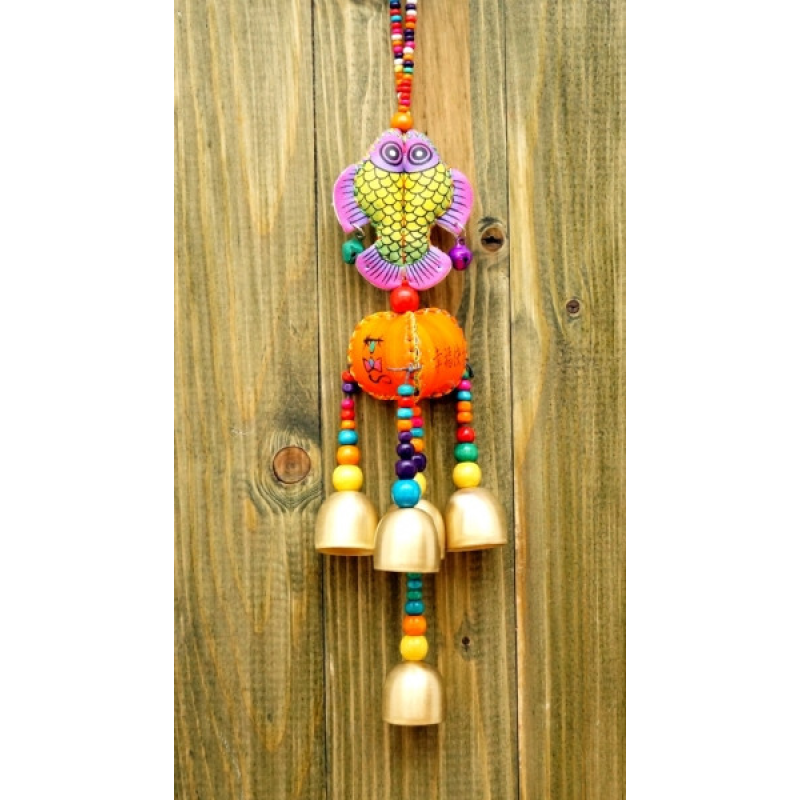 Підвіска 2 рибки + 5 литих дзвіночків Помаранчева