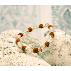 Браслет Рудракша + латунь + Гірський Кришталь